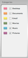 The Categories pane
